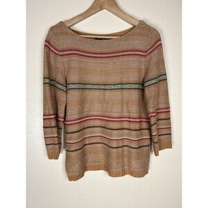 Lauren Ralph Lauren L Linen Sweater Pullover Southwestern Rodeo Aztec Tribal